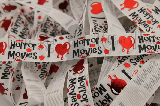 5 Yards 7/8" I Love Horror Movies Ribbon