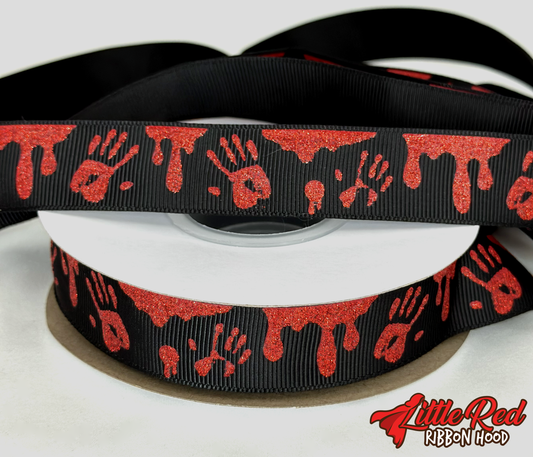 5 Yards 7/8" Bloody Handprints and Blood Drips