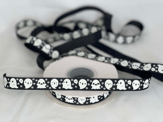 5 Yards 5/8" Spooky Ghosts Ribbon