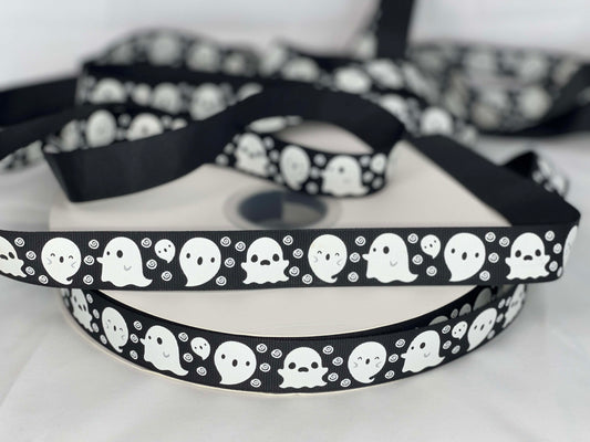 5 Yards 7/8" Spooky Ghost Ribbon