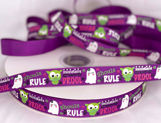 5 Yards 7/8" Ghouls Rule Ribbon