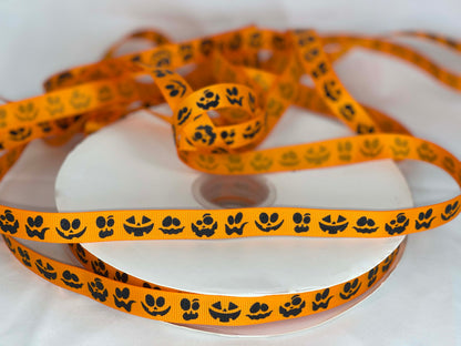 5 yards 5/8" Jack-O-Lantern Faces