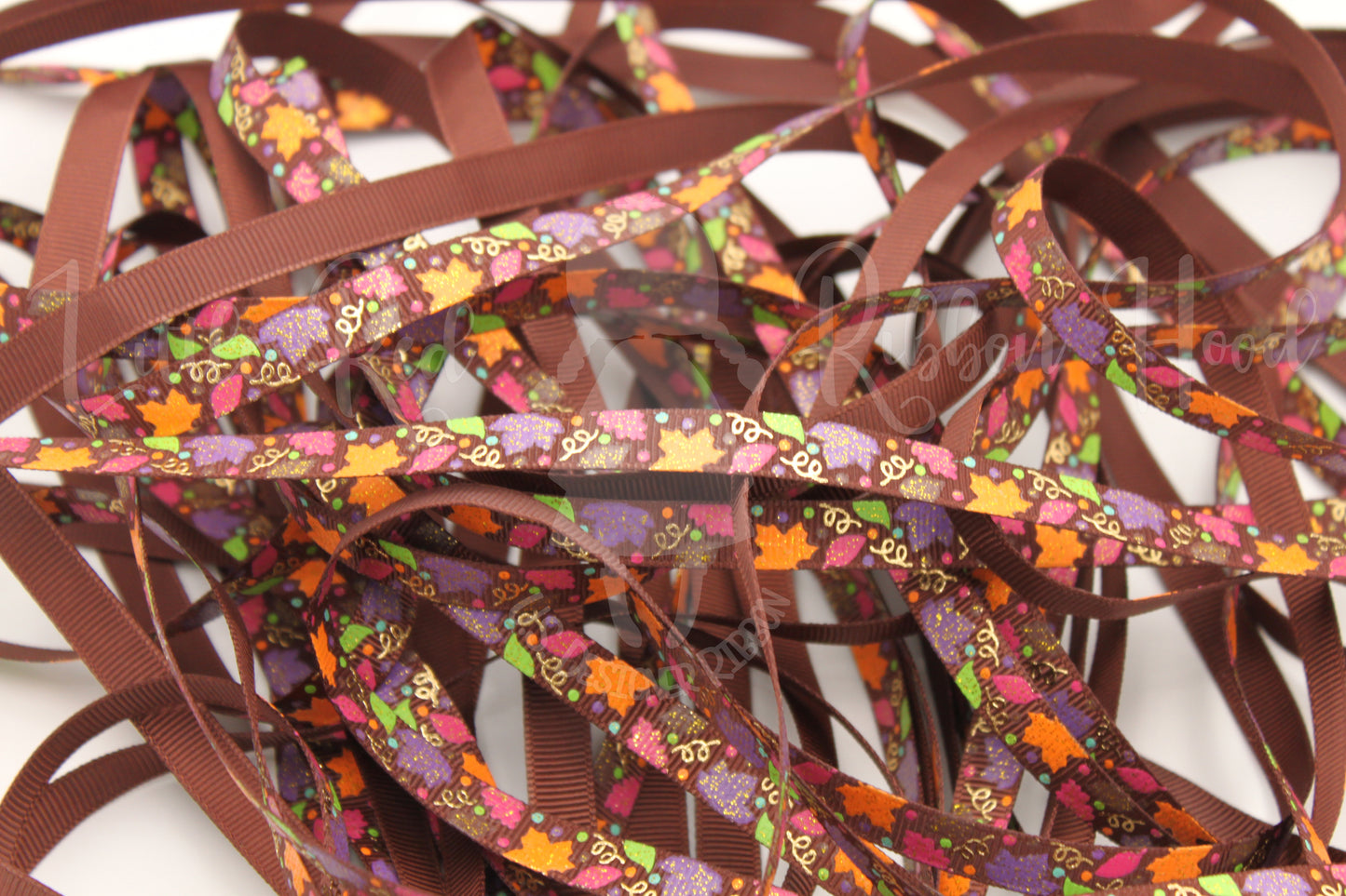 5 yards 3/8" Foil and Glitter Fall Leaves